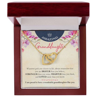 Beautiful Necklace Gift For Amazing Granddaughter Interlocking Hearts Necklace