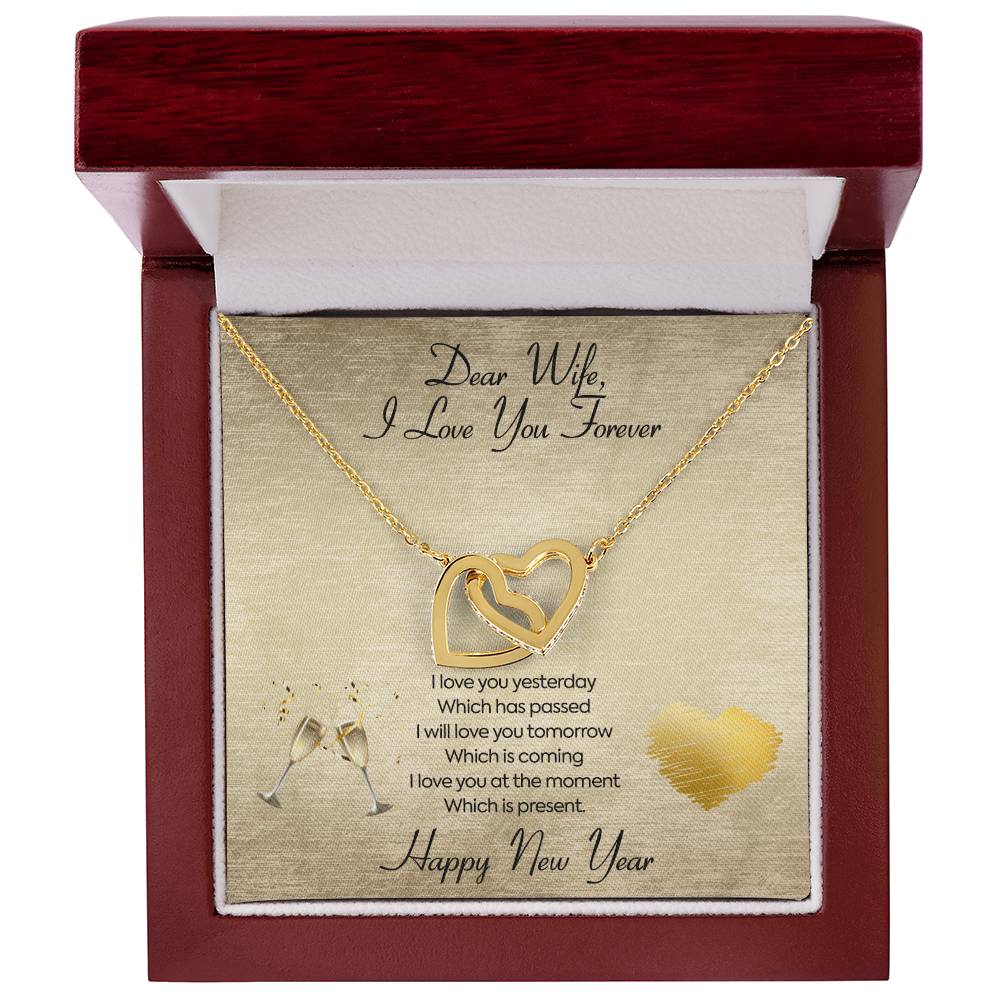 To My Wife Necklace -I Will Love You Forever Interlocking Hearts Necklace