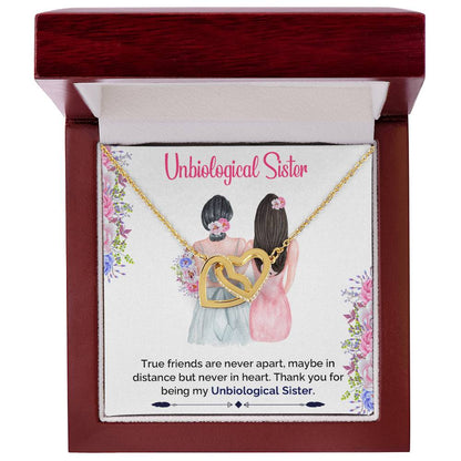 Unbiological Sister Interlocking Hearts Necklace - Best Friend Soul Sister Necklace Bridesmaid Gift