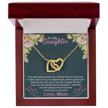 To My Daughter Necklace From Mom Interlocking Hearts Necklace