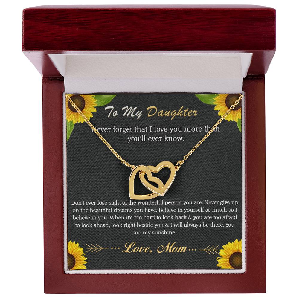 To My Daughter - Never Forget That I Love You More Than You'Ll Ever Know Interlocking Hearts Necklace