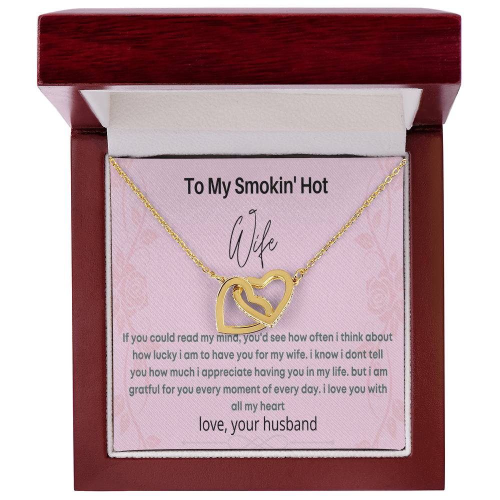 To My Hot Wife Interlocking Hearts Necklace