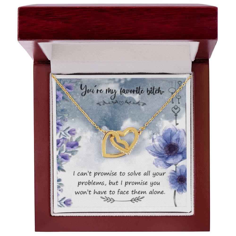 You'Re My Favorite Bitch Interlocking Hearts Necklace