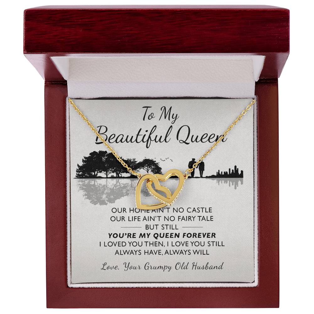 To My Beautiful Queen Interlocking Hearts Necklace