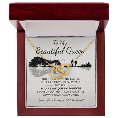 To My Beautiful Queen Interlocking Hearts Necklace