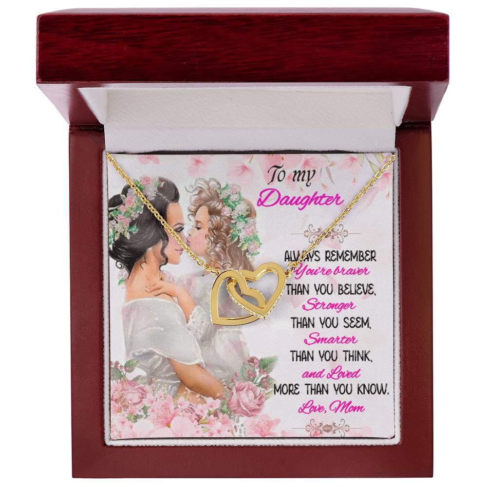 Mother Daughter Necklace Interlocking Hearts Necklace For Daughter To My Daughter Message Card Necklace