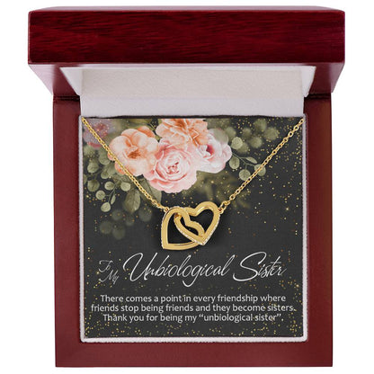 To My Unbiological Sister Interlocking Hearts Necklace