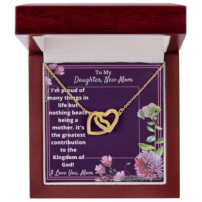 New Mom Cubic Zirconia Stone Necklace Interlocking Hearts Necklace