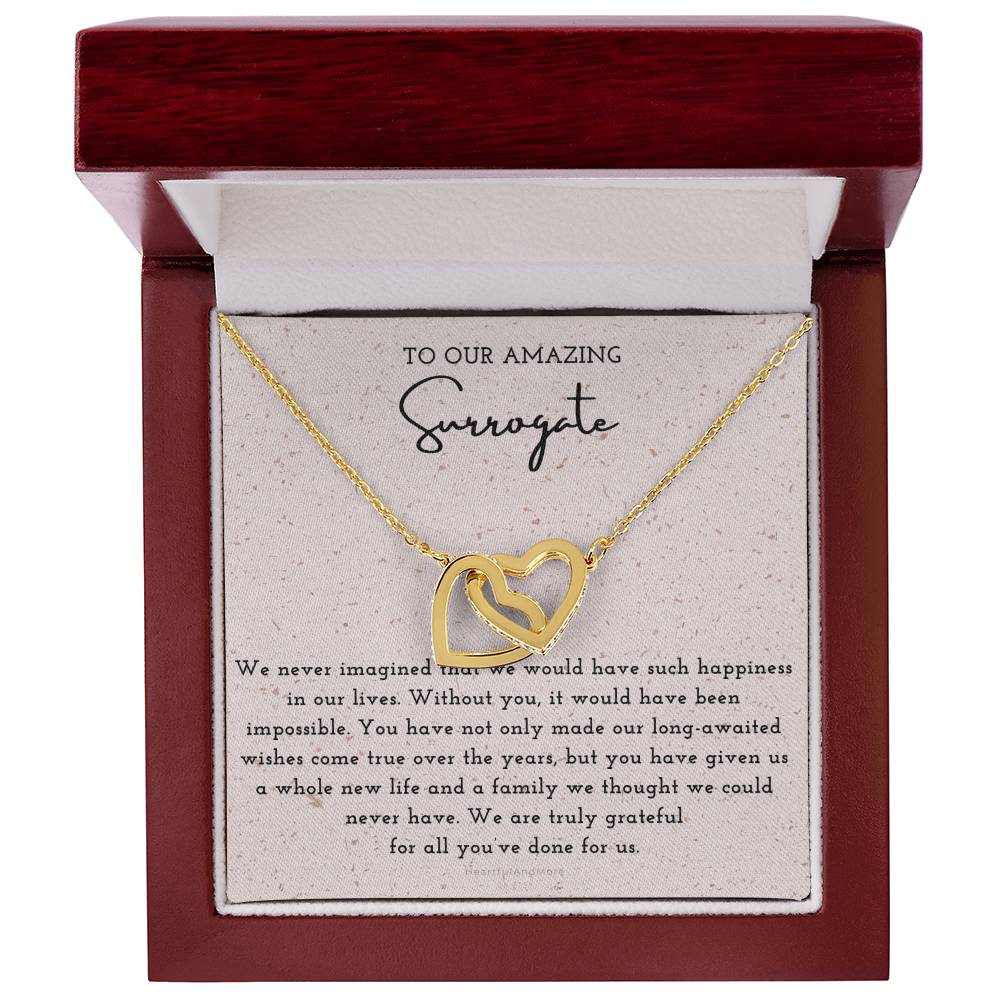 Surrogate Appreciation Gift Surrogate Gift Surrogate Gift With Message Card Surrogate Transfer Day Thank You Gift Interlocking Hearts Necklace