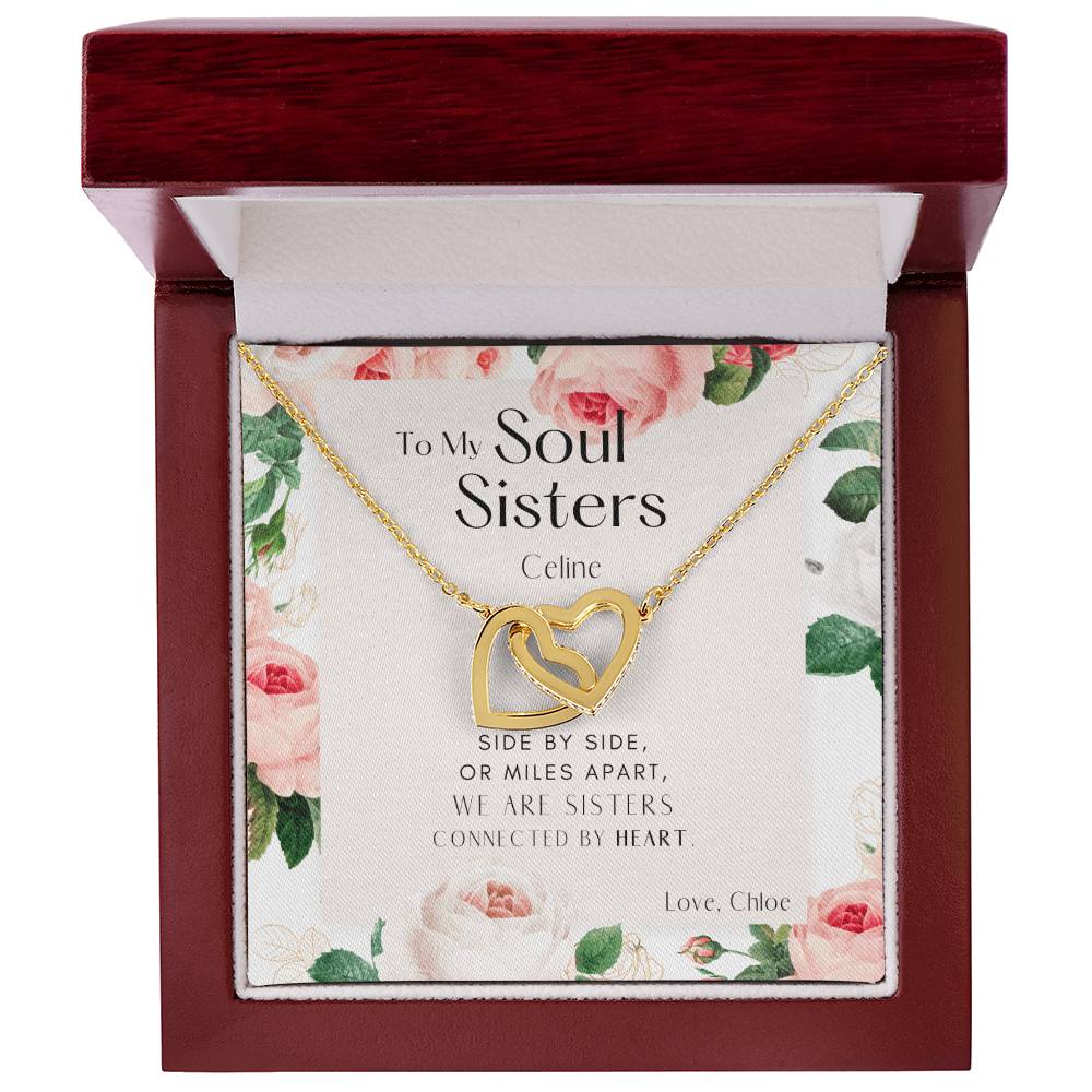 To My Soul Sister Interlocking Hearts Necklace