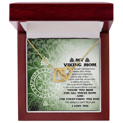 My Viking Mom Necklace - Viking Mother Gift - Mother'S Day Gift Interlocking Hearts Necklace