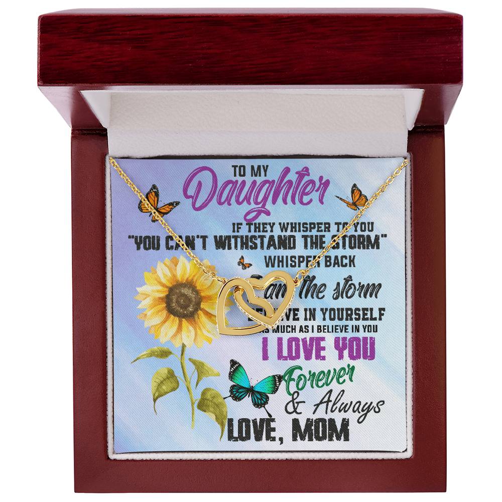 To My Daughter Necklace -Whisper The Storm Interlocking Hearts Necklace