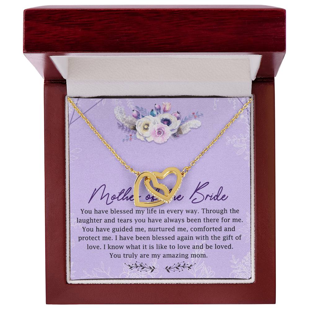 Mother Of The Bride Interlocking Hearts Necklace Message Card