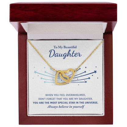 My Beautiful Daughter - Keep Me In Your Heart - Interlocking Heart Necklace Interlocking Hearts Necklace