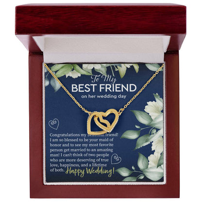 Gift To Best Friend On Wedding Wedding Gift To Friend From Maid Of Honor Maid Of Honor Gift To Bride Besties Necklace Gift Interlocking Hearts Necklace