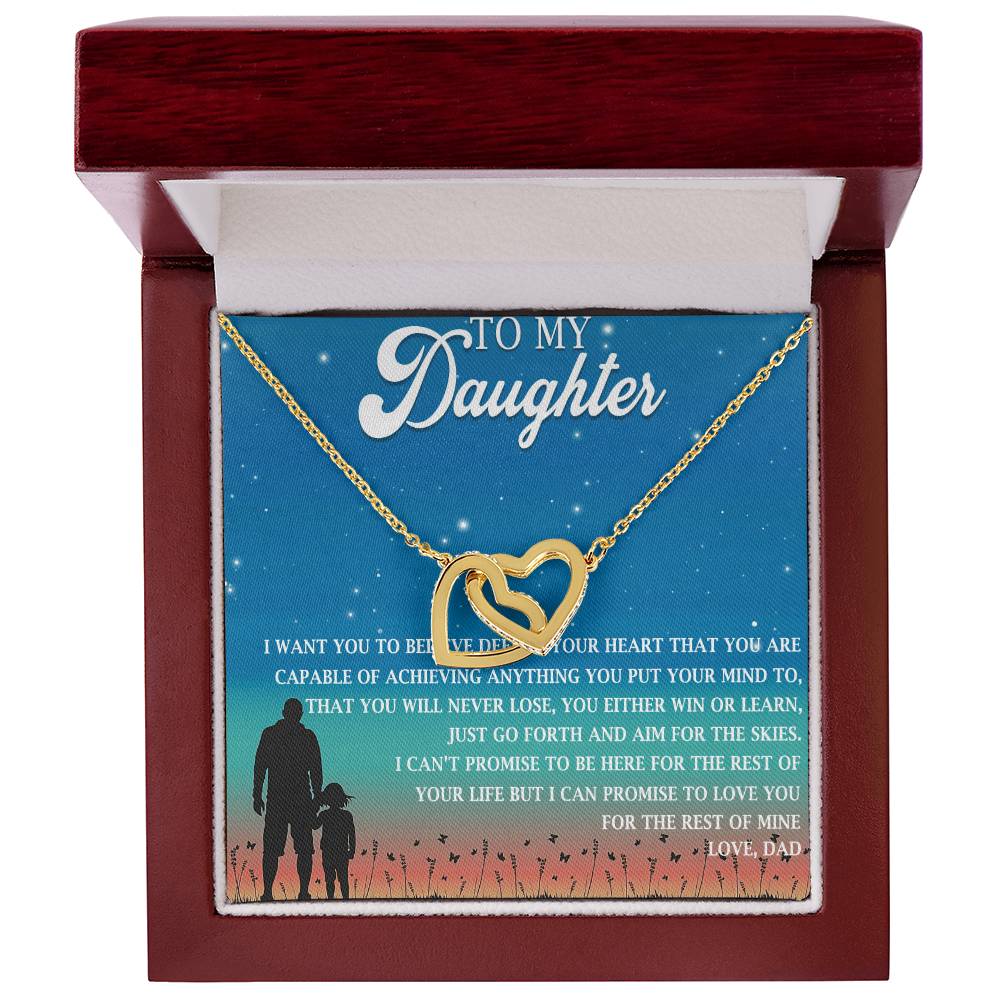 To My Daughter Interlocking Hearts Necklace Message Card