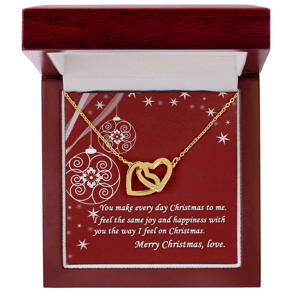 Merry Christmas Gift Interlocked Cubic Zirconia Stones Pendant For Love Interlocking Hearts Necklace