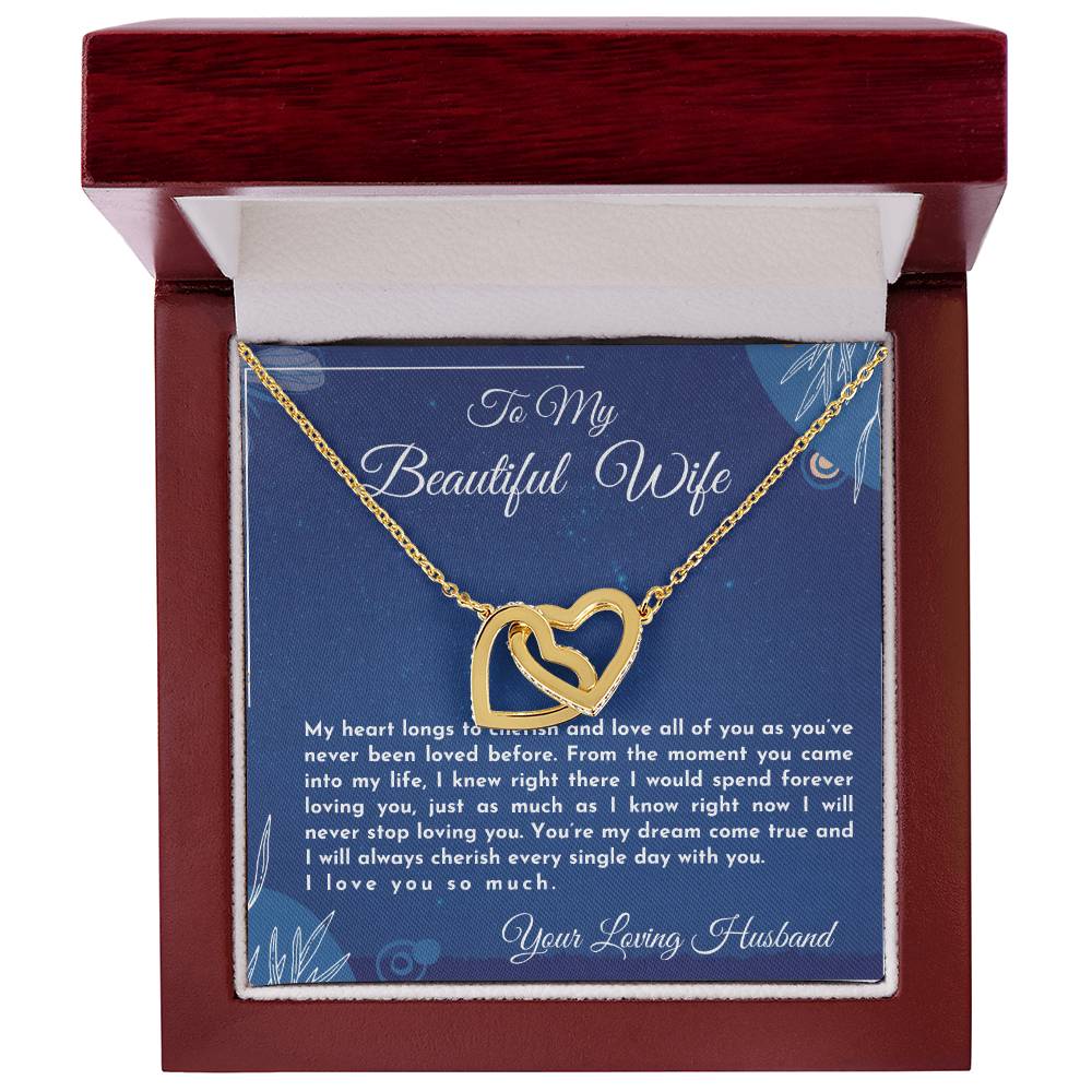 Gift For Wife My Heart Longs To Cherish And Love Interlocking Hearts Necklace