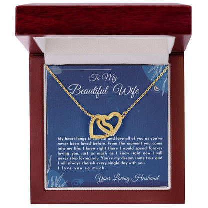 Gift For Wife My Heart Longs To Cherish And Love Interlocking Hearts Necklace