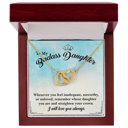 To My Badass Daughter- I Will Always Love You- Necklace Interlocking Hearts Necklace