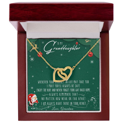To My Granddaughter Interlocking Hearts Necklace Message Card