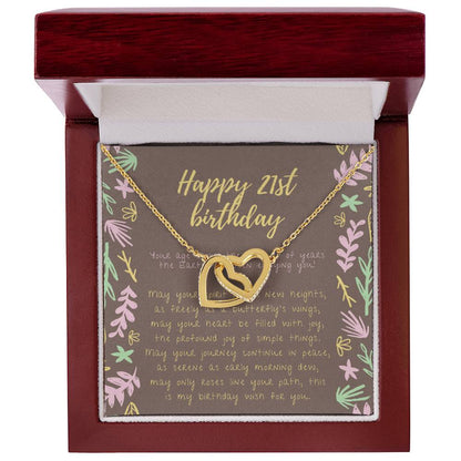Happy 21St Birthday Necklace 21St Birthday Gift For Her 21St Birthday Gift For Women 21St Birthday Gift Necklace Happy 21St Birthday Friend 21St Birthday Gift 21 Interlocking Hearts Necklace