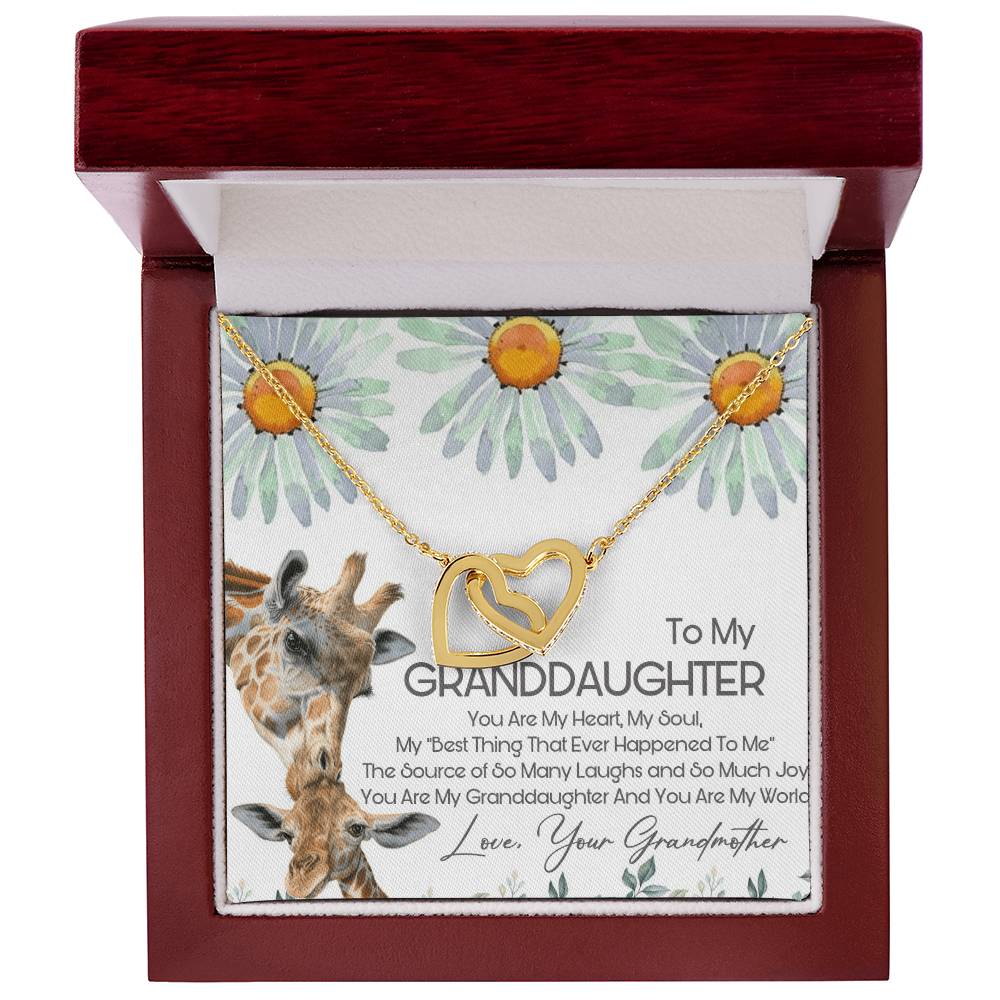 To My Granddaughter Interlocking Hearts Necklace Message Card