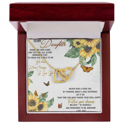 To My Daughter Interlocking Hearts Necklace Message Card