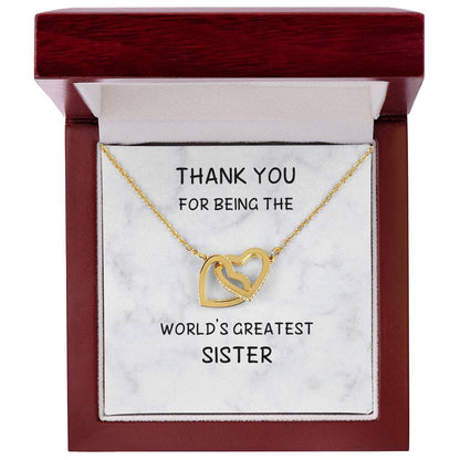 Thank You World'S Greatest Sister Interlocked Hearts Necklace Interlocking Hearts Necklace