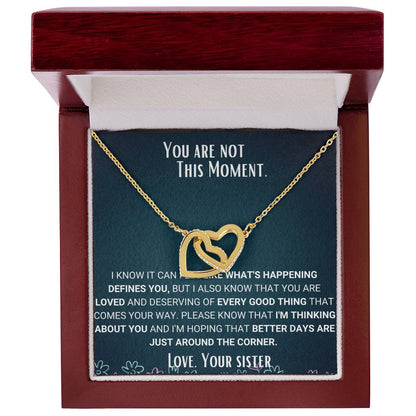 Interlocked Necklace Sympathy Jewelry Sister To Sister Gift Interlocking Hearts Necklace