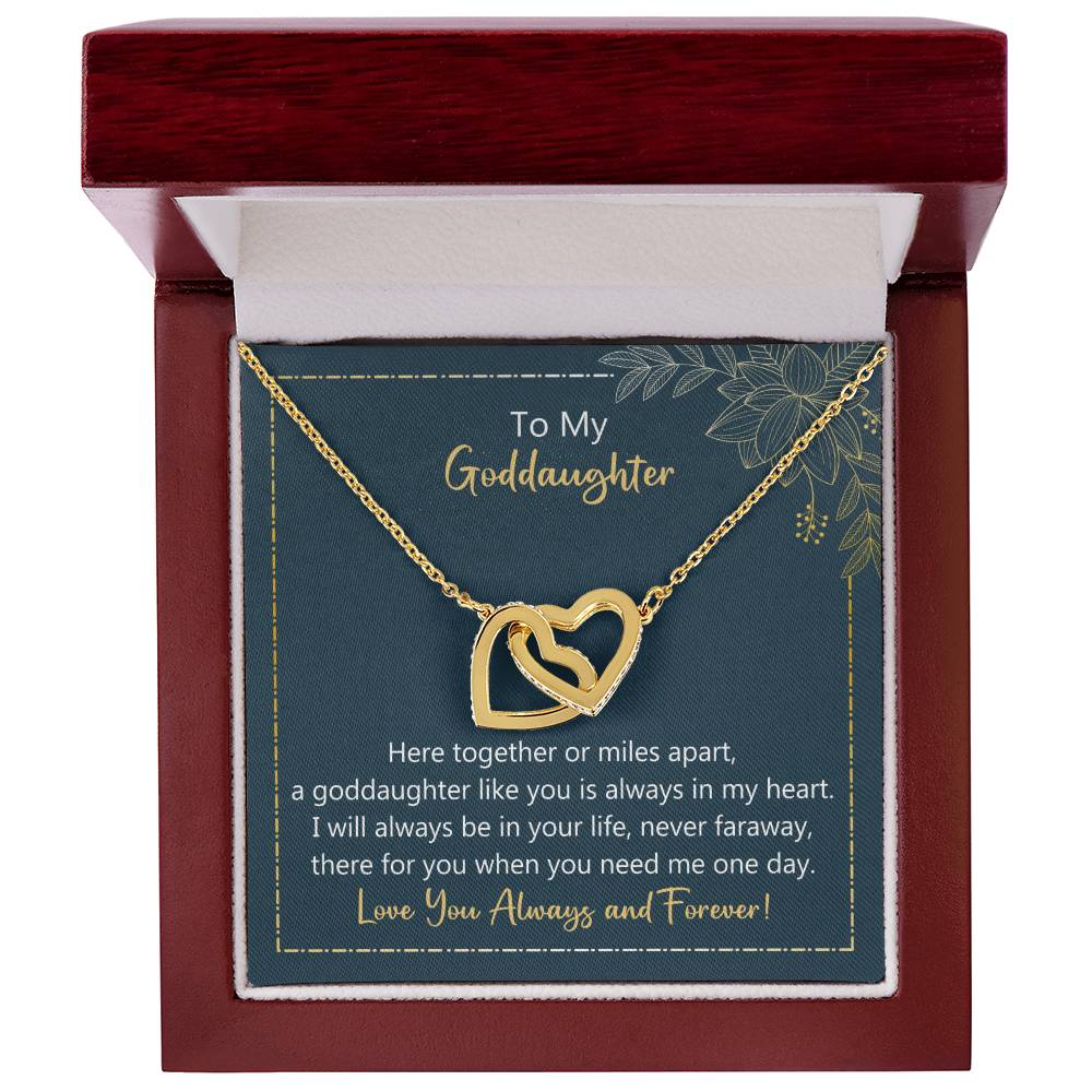 To My Goddaughter I Will Be In Your Life - Never Faraway Necklace Interlocking Hearts Necklace