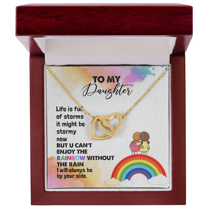 To My Daughter Necklace From Mother Life Is Full Of Storm Interlocking Hearts Necklace