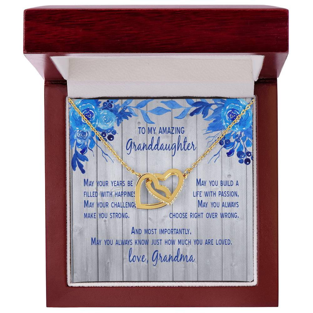 Granddaughter - May Your Years Be Filled With Happiness - Grandma Interlocking Heart Necklace Gift From Grandmother Granddaughter Birthday Gift For Granddaughter Interlocking Hearts Necklace