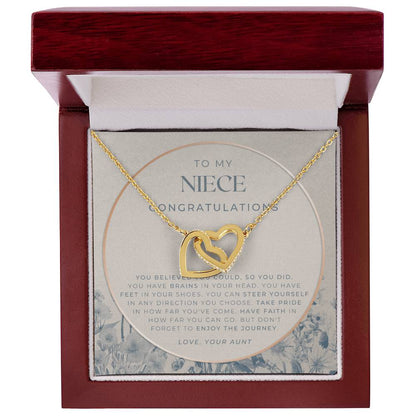 To My Niece Live Your Dreams Necklace Gift For Niece From Aunt Niece Birthday Graduation Christmas Present Interlocking Hearts Necklace