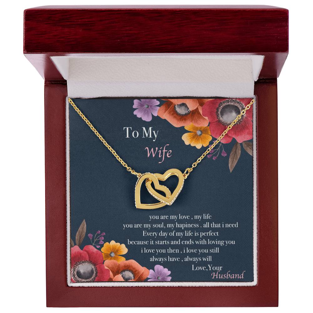 To My Wife Necklace Gift Set Interlocking Hearts Necklace