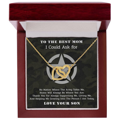The Best Army Mom - Interlocked Necklace Interlocking Hearts Necklace
