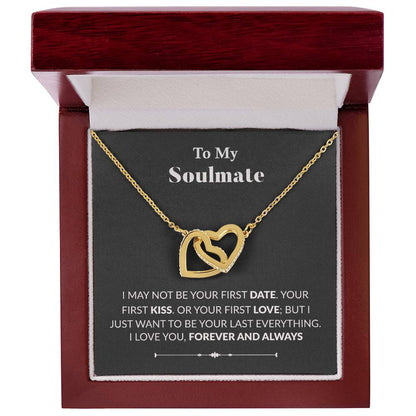 To My Soulmate Interlocking Heart Necklace Wife Necklace Fiancé Neclace Interlocking Hearts Necklace