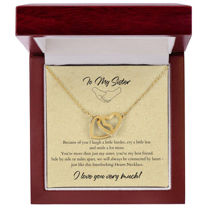 To My Sister Interlocking Hearts Necklace