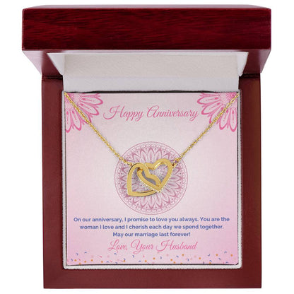 Anniversary Gift For Wife Interlocking Hearts Necklace