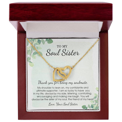 To My Soul Sister Necklace Friendship Necklace To Soul Sister Unbiological Sister - Bff Gifts For Birthday Interlocking Hearts Necklace