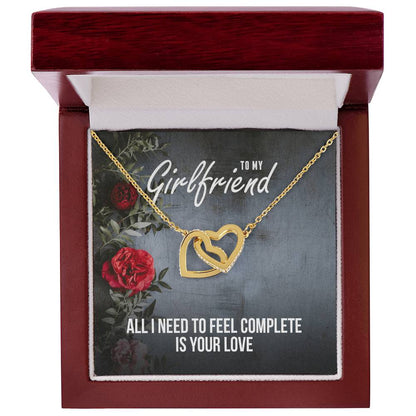Interlocking Hearts - Romantic Necklace - Roses Gift Card Interlocking Hearts Necklace