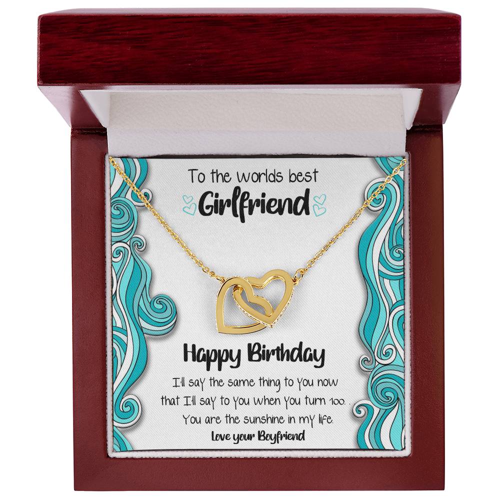 Worlds Best Girlfriend Linked Hearts Necklace Interlocking Hearts Necklace