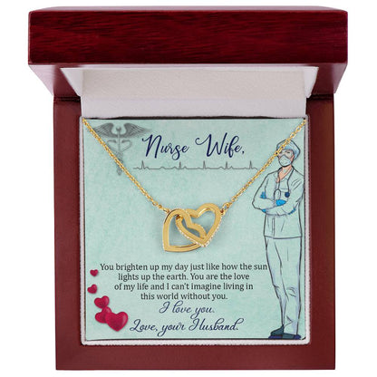 Nurse Wife - You Brighten Up My Day - Interlocking Hearts Necklace