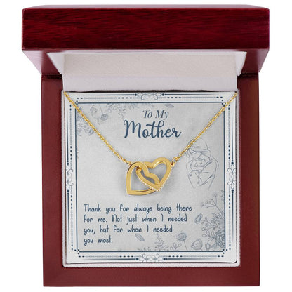 To My Mother Thank You For Always Being There For Me Interlocking Hearts Necklace