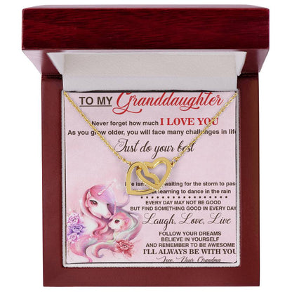 To My Granddaughter Interlocking Hearts Necklace Message Card
