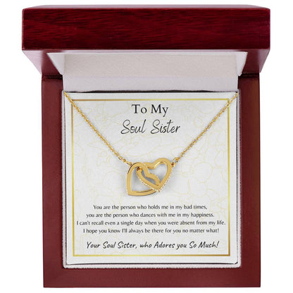 To My Soul Sister Interlocking Hearts Necklace