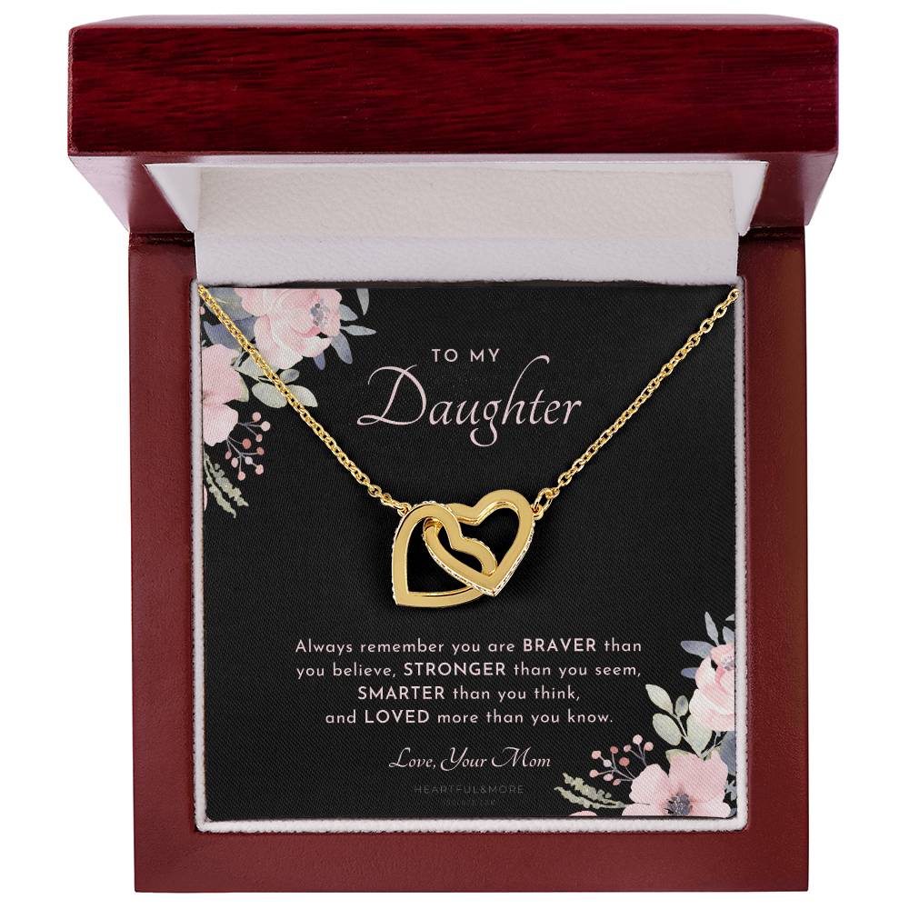 To My Daughter Always Remember Gift For Daughter From Mom Daughter Birthday Graduation Christmas Present Interlocking Hearts Necklace