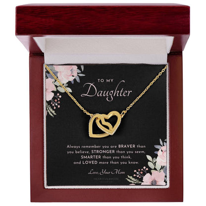To My Daughter Always Remember Gift For Daughter From Mom Daughter Birthday Graduation Christmas Present Interlocking Hearts Necklace
