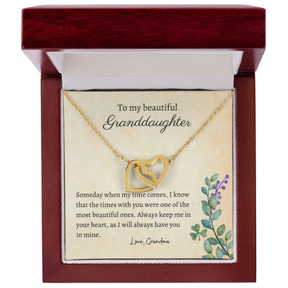 To My Granddaughter - Always In My Heart - Necklace Interlocking Hearts Necklace