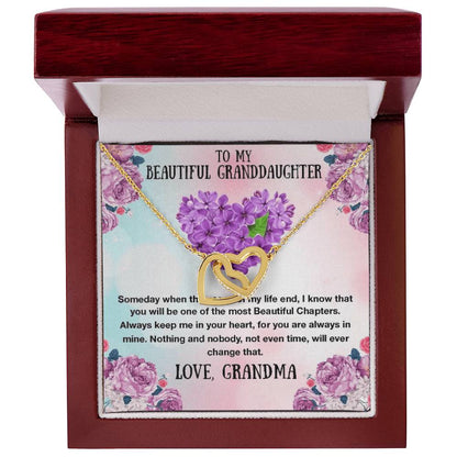 To My Granddaughter Necklace - The Most Beautiful Chapters - Gift For Granddaughter Granddaughter Interlocking Hearts Necklace